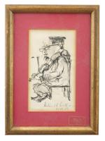 ANTIQUE CARICATURE INK DRAWING BY HOBARTH HOLBO