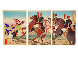 ANTIQUE JAPAN MEIJI ERA MILITARY WOODBLOCK PRINT