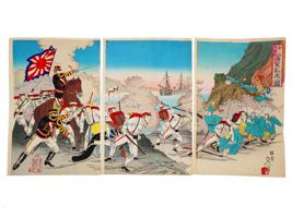 ANTIQUE JAPAN MEIJI ERA MILITARY WOODBLOCK PRINTS