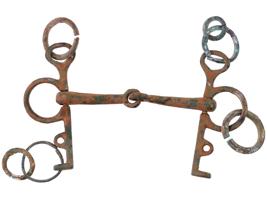 ANTIQUE CAST IRON HORSE RIDING SNAFFLE BIT ACCESSORY