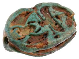 ANCIENT EGYPT FAIENCE SCARAB AMULET CA 5TH C BCE