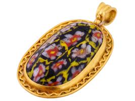 ANCIENT ROMAN GOLD AND MILLEFIORI GLASS PENDANT