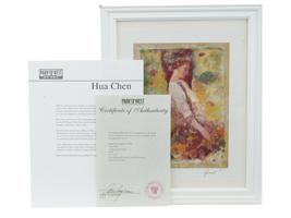 CHINESE LADY LITHOGRAPH BY HUA CHEN W CERTIFICATE