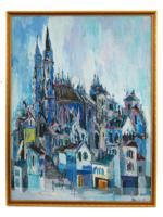 VINTAGE CITYSCAPE PAINTING SIGNED AND FRAMED