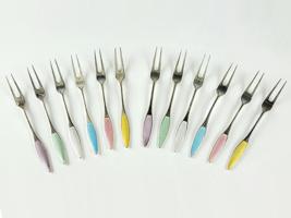 DANISH STERLING SILVER ENAMEL COCKTAIL FORKS SETS