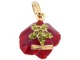 JUDITH LEIBER GILT STERLING GEMS ROSE CHARM IOB