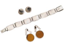 STERLING SILVER TIGERS EYE BRACELET AND EARRINGS