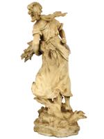 AUGUSTE MOREAU LARGE ANTIQUE FRENCH SPELTER STATUE