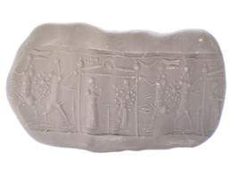 NEAR EASTERN CARVED CHALCEDONY STONE CYLINDER SEAL