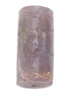 NEAR EASTERN CARVED CHALCEDONY STONE CYLINDER SEAL