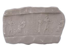 NEAR EASTERN CARVED LAPIS LAZULI STONE CYLINDER SEAL