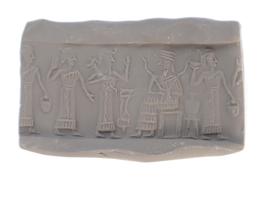 NEAR EASTERN CARVED GREEN STEATITE STONE CYLINDER SEAL