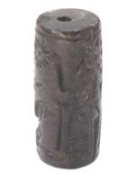 NEAR EASTERN CARVED STEATITE STONE CYLINDER SEAL