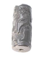 NEAR EASTERN CARVED STEATITE STONE CYLINDER SEAL