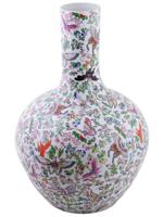 LARGE CHINESE FAMILLE ROSE BUTTERFLIES PORCELAIN VASE