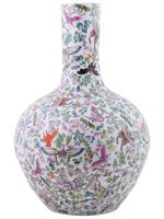 LARGE CHINESE FAMILLE ROSE BUTTERFLIES PORCELAIN VASE