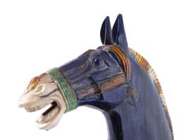 LARGE CHINESE TANG MANNER POTTERY FIGURE OF HORSE