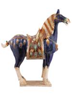 LARGE CHINESE TANG MANNER POTTERY FIGURE OF HORSE