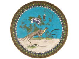 ANTIQUE JAPANESE CLOISONNE ENAMEL CHARGER PLATE