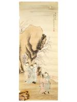 19TH CENTURY CHINESE WATERCOLOR PAINTING ON SCROLL