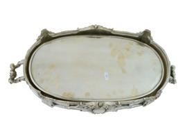 ANTIQUE OVAL TRAY WITH HANDLES IN ROCOCO STYLE