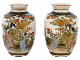 ANTIQUE JAPAN MEIJI ERA SATSUMA VASES BY HAKUSAN