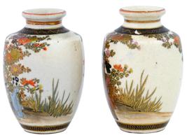 ANTIQUE JAPAN MEIJI ERA SATSUMA VASES BY HAKUSAN