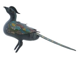 CHINESE CLOISONNE ENAMEL BRONZE FIGURE OF PHEASANT