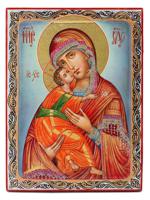RUSSIAN VLADIMIRSKAYA MOTHER OF GOD HAND PAINTED ICON