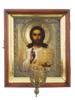 ANTIQUE RUSSIAN JESUS ICON IN SILVER OKLAD WOOD KIOT PIC-0