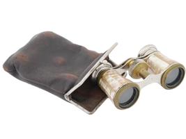 FRENCH MOTHER OF PEARL OPERA GLASSES IN LEATHER CASE