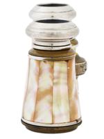 FRENCH MOTHER OF PEARL OPERA GLASSES IN LEATHER CASE
