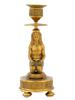 ART DECO EGYPTIAN REVIVAL GILT BRONZE CANDLESTICK PIC-0