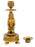 ART DECO EGYPTIAN REVIVAL GILT BRONZE CANDLESTICK