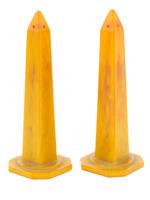 ART DECO YELLOW BAKELITE SALT AND PEPPER SHAKERS SET