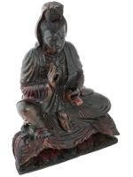 ANTIQUE CHINESE PATINATED WOODEN FIGURE OF GUANYIN