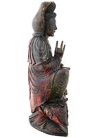 ANTIQUE CHINESE PATINATED WOODEN FIGURE OF GUANYIN