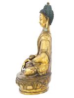 ANTIQUE CHINESE GOLD PATINA BRONZE STATUE OF BUDDHA