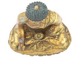 ANTIQUE CHINESE GOLD PATINA BRONZE STATUE OF BUDDHA