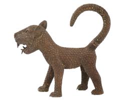 WEST AFRICA BENIN BRONZE FIGURE OF ROYAL LEOPARD