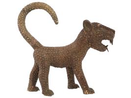 WEST AFRICA BENIN BRONZE FIGURE OF ROYAL LEOPARD