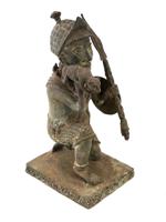 WEST AFRICAN BENIN CAST BRONZE WARRIOR LEOPARD FIGURE