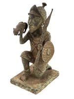 WEST AFRICAN BENIN CAST BRONZE WARRIOR LEOPARD FIGURE