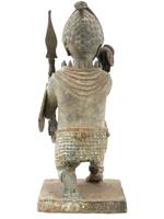 WEST AFRICAN BENIN CAST BRONZE WARRIOR LEOPARD FIGURE