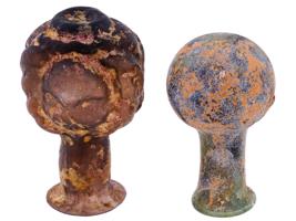 PAIR OF ANCIENT ROMAN GLASS BOTTLES