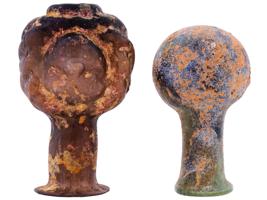 PAIR OF ANCIENT ROMAN GLASS BOTTLES