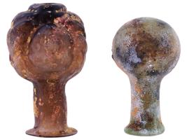 PAIR OF ANCIENT ROMAN GLASS BOTTLES