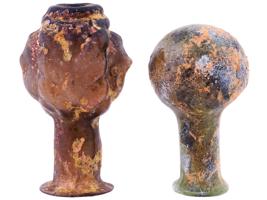 PAIR OF ANCIENT ROMAN GLASS BOTTLES