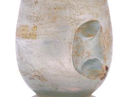 ANCIENT HAND BLOWN GALOROMANIC STYLE GLASS VESSEL