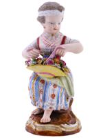 ANTIQUE GERMAN MEISSEN PORCELAIN GIRL FIGURINE